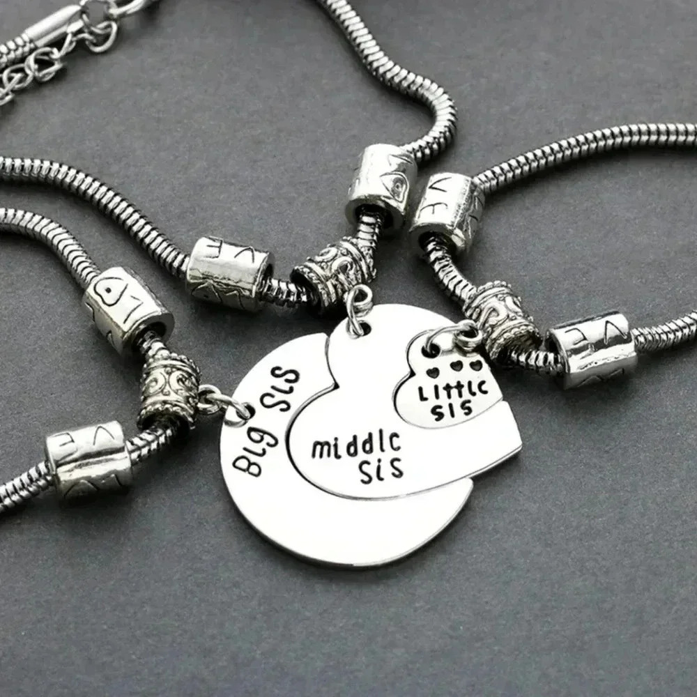 3 my sisters Heart chamrs 3 bracelets